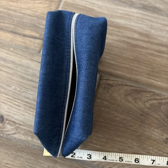 Christian Dior Denim Blue Cosmetic Makeup Zipper Bag Pouch Clutch - Picture 8 of 8